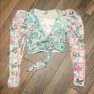 HEMANT & NANDITA Multicolor Floral Tie-Front Blouse